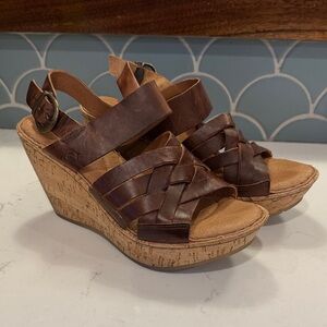 Børn Dark Brown Leather Wedge Sandals